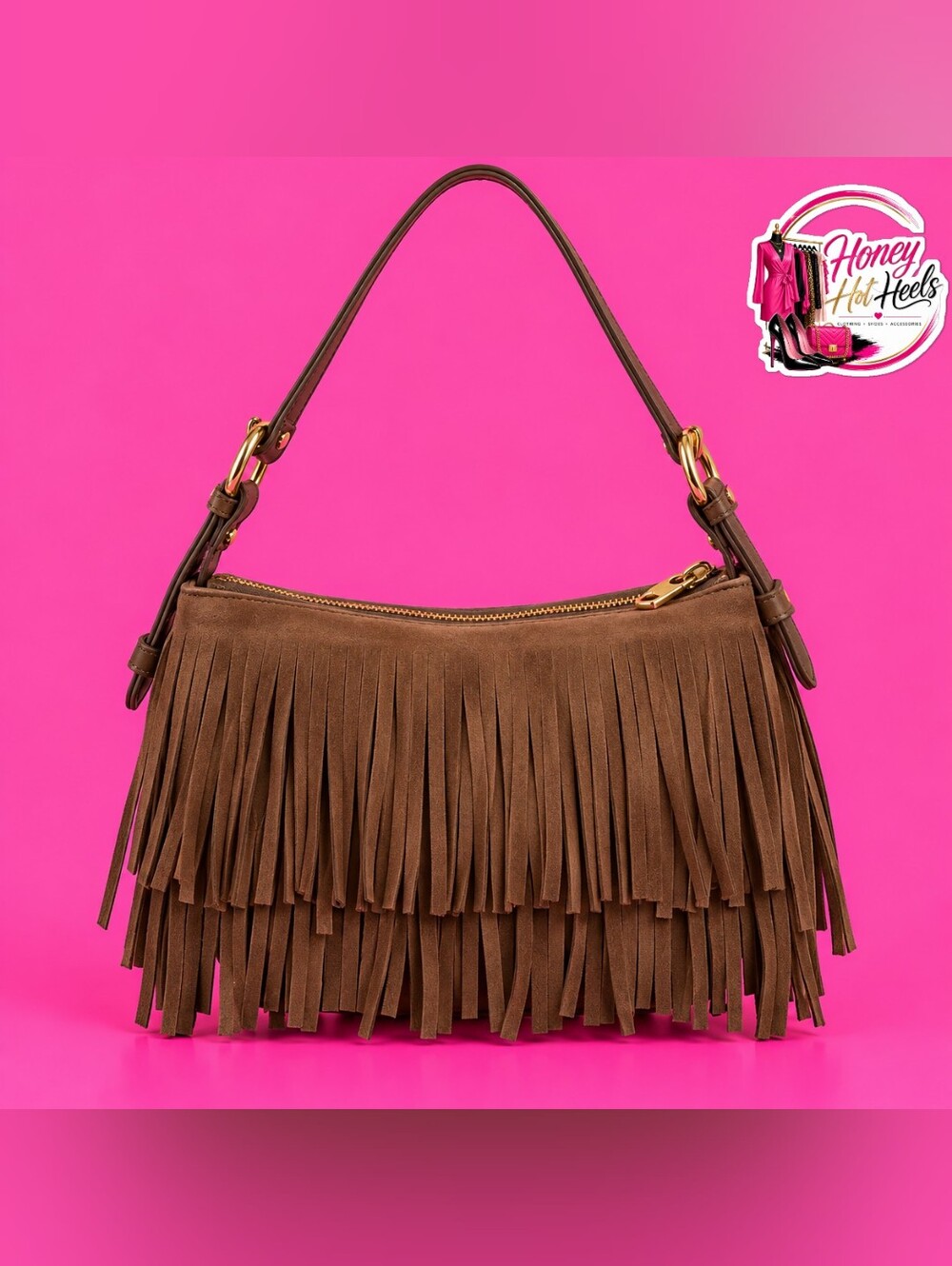 Steve Madden Fringe Suede Shoulder Bag - Brown